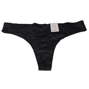 Auden Black Thong Underwear Womens Size Medium Bonded Edge Seamless Design